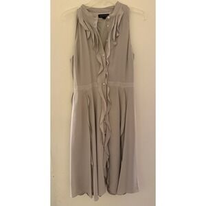 Banana Republic Taupe Ruffle Midi Dress Sleeveless Romantic Sz 6